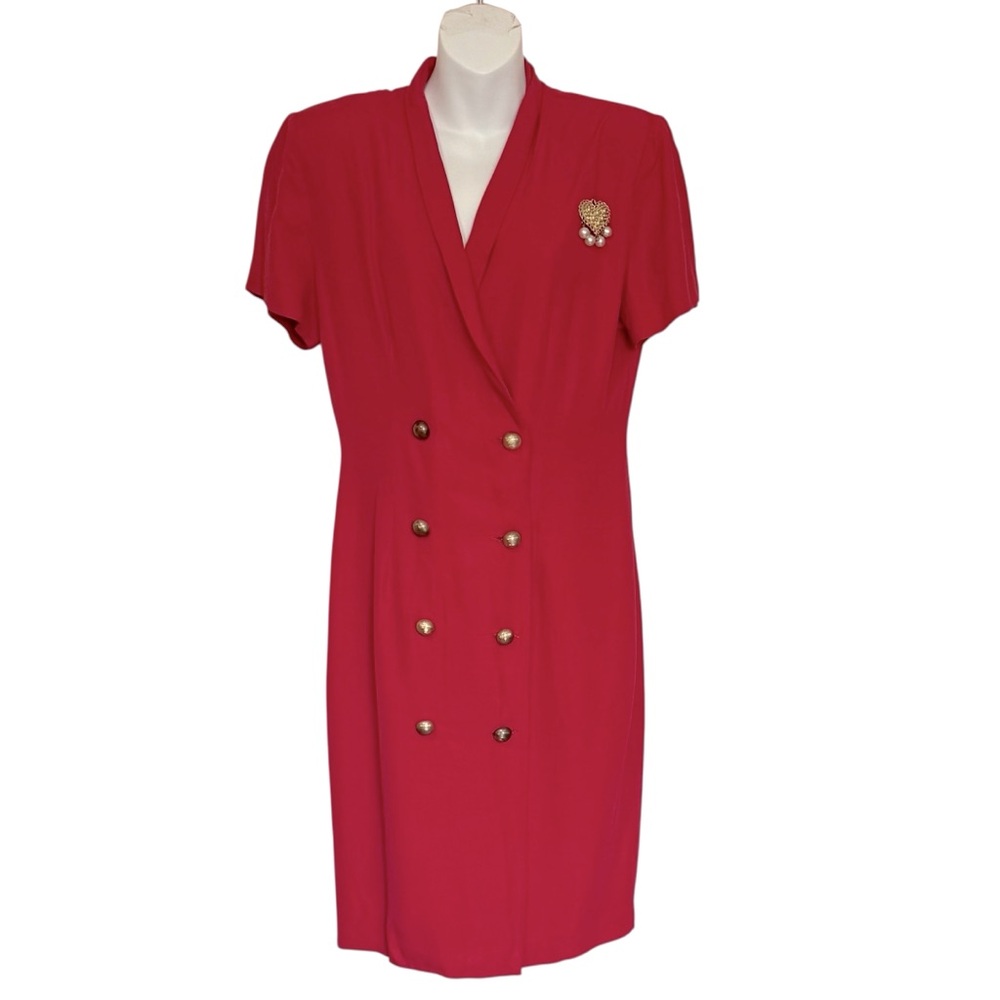 Vintage 80’s Irresistible By Sue Eng Elegant Red Double-Breasted Dress Size 10